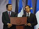Keine Euphorie zu sehen: José Manuel Barroso und Nicolas Sarkozy gestern in Moskau.