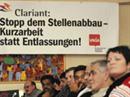 Die Stellenstreichungen bei Clariant sollen nicht die Schweiz betreffen: Betriebsversammlung gegen Stellenabbau bei Clariant Anfang Jahr.