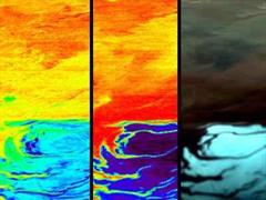 Diese Bilder sollen Wasser am Sübpol des Mars zeigen.