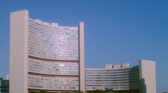 Das IAEA-Hauptquartier in Wien, Österreich.
