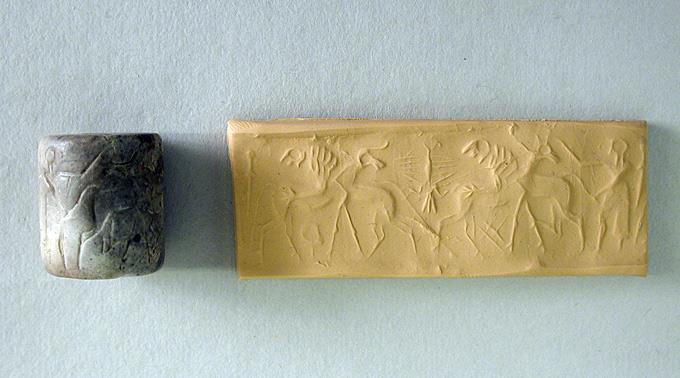 Ein zylindrisches Siegel aus dem Irak (2500 v. Chr.), das das F.B.I. sichergestellt hatte.