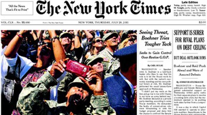 Die Frontseite der gestrigen «New York Times».
