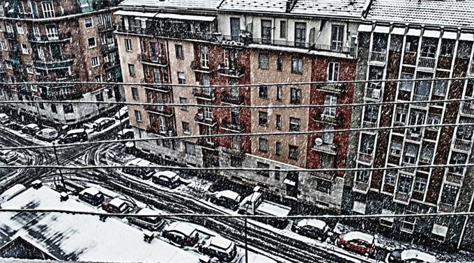 Schneefall in Turin.