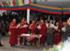 Die Mönche des Tibetinstituts Rikon führen eine Zeremonie und Räucherung durch.