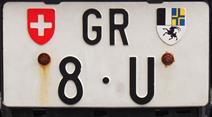 Händler Kontrollschild aus Graubünden mit dem «U» am Ende.